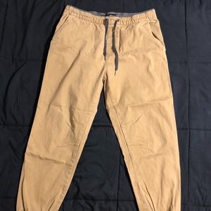 Mens khaki slim dress pants with drawstring size L